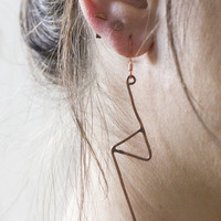 Handmade Copper Zigzag Earrings - Thumbnail 3
