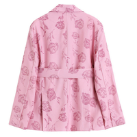 Chain Metal Rose Pattern Spring Autumn Fall Winter Fashion Retro Vintage Classic Pink Jacket Suit - Thumbnail 1