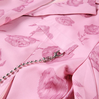 Chain Metal Rose Pattern Spring Autumn Fall Winter Fashion Retro Vintage Classic Pink Jacket Suit - Thumbnail 6