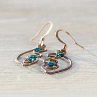 Colorful Copper Scrollwork Earrings - Thumbnail 1