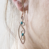 Colorful Copper Scrollwork Earrings - Thumbnail 3