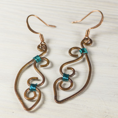 Colorful Copper Scrollwork Earrings