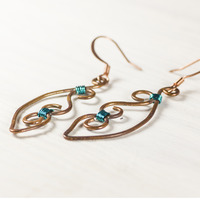 Colorful Copper Scrollwork Earrings - Thumbnail 2