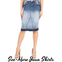 BRIDGET BLUE BLUSH MID LENGTH DENIM SKIRT  - Thumbnail 2