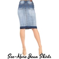 BRIDGET BLUE BLUSH MID LENGTH DENIM SKIRT  - Thumbnail 3