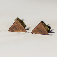 Copper Triangles Post Earrings - Thumbnail 2