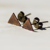 Copper Triangles Post Earrings - Thumbnail 1