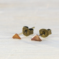 Copper Triangles Post Earrings - Thumbnail 3