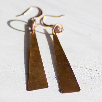 Copper Triangle Drop Earrings