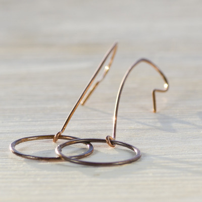 Long Copper Circle Earrings