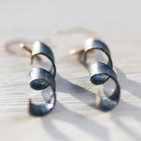 Copper Turquoise Spiral Earrings - Thumbnail 2