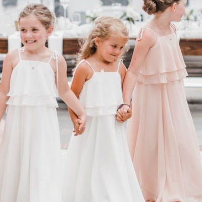  a-line spaghetti straps chiffon flower girl dress