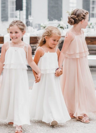  A-Line Spaghetti Straps Chiffon Flower Girl Dress