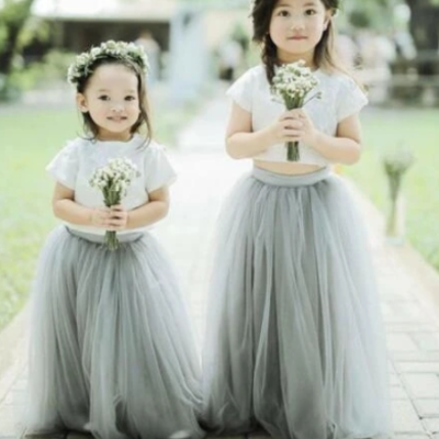 Sweet two piece tulle flower girl dresses