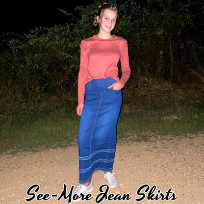 Taylor ruffle indigo wash long denim skirt