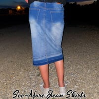 BRIDGET BLUE BLUSH MID LENGTH DENIM SKIRT  - Thumbnail 1