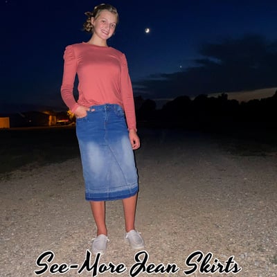 Bridget blue blush mid length denim skirt  - Thumbnail 3