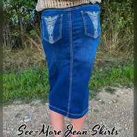 LONDYN MID LENGTH DENIM SKIRT  - Thumbnail 2
