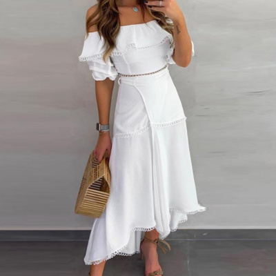 Women off-shoulder two-piece set dress - Thumbnail 4