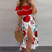 Women Off-Shoulder Two-Piece Set Dress - Thumbnail 2