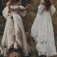 Boho Off the Shoulder Wedding Dresses Bridal Gown,1075 - Thumbnail 1
