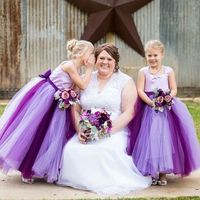 Cute Purple Tulle Flower Girl Dress with Bow Birthday Party Dress,1079 - Thumbnail 3