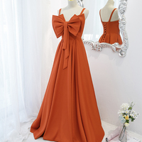 Cute bow long A line prom dress evening dress - Thumbnail 2