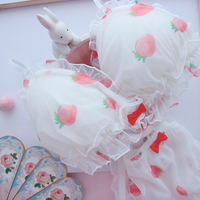 Japanese Sweet Girl Vintage Princess Red Strawberry Pattern Bow Transparent Lace White Panties Underwear Lingerie - Thumbnail 6