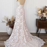 Gorgeous Mermaid Blush Pink Lace Wedding Dresses with Sleeves - Thumbnail 1