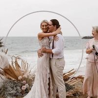 Charming Mermaid V Neck White Lace Boho Wedding Dresses with Front Slit - Thumbnail 1