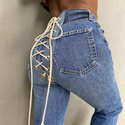 Women's fashion slim denim pants - Thumbnail 4