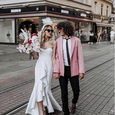 Simple mermaid strapless wedding dresses bridal gowns