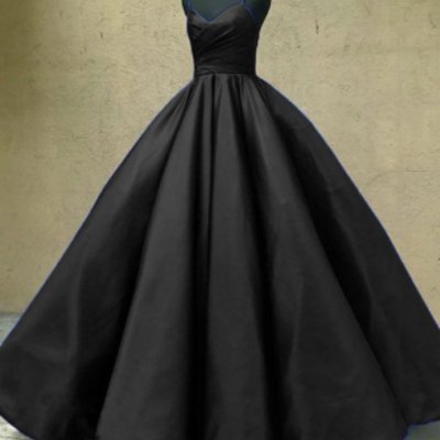 Ball gown black satin prom dress quinceanera dresses - Thumbnail 4