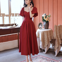 Red A line short prom dress red evening dress - Thumbnail 2