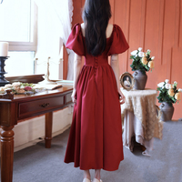 Red A line short prom dress red evening dress - Thumbnail 3