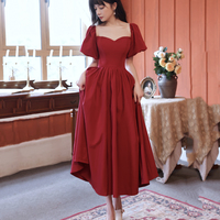 Red A line short prom dress red evening dress - Thumbnail 5