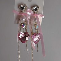 Glittery Love Crystal & Bow Earrings - Thumbnail 2