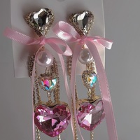 Glittery Love Crystal & Bow Earrings - Thumbnail 3