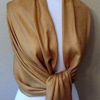 Bronze Gold Pashmina Scarf, Wedding Shawl, Bridesmaid Shawl or CHOOSE Your Color - Thumbnail 3