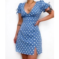 Fashion Women'S V-Neck Slim Printed Dress - Thumbnail 1