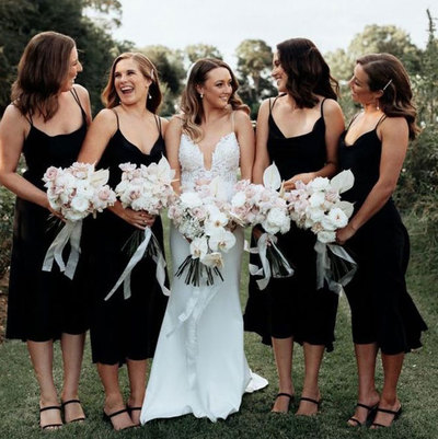 Double Spaghetti Straps Bridesmaid Dresses Black