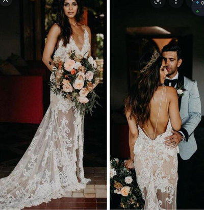 Sexy Spagehtti Straps Wedding Dresses Bridal Gown Backless