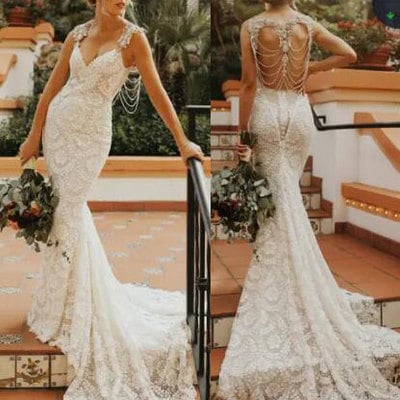 Lace mermaid wedding dresses bridal gown - Thumbnail 4