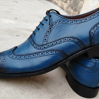 UNIQUE HANDMADE OXFORDS TWO TONE SHOES, WINGTIP BROGUE LEATHER LACE UP SHOES - Thumbnail 2