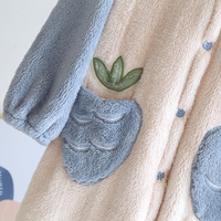 Warm Soft Bunny Strawberry Flannel Nightgown Pajama - Thumbnail 3