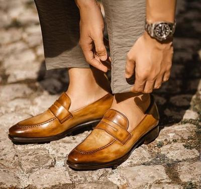 Classic Two Tone Moccasin Loafers Shoes, Handmade Leather Wedding Shoes,Men's Party Wear Shoes