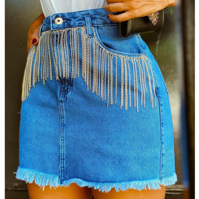 Casual blue denim skirt - Thumbnail 4