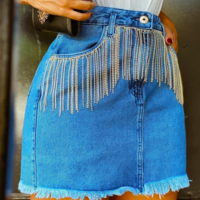 Casual Blue Denim Skirt - Thumbnail 1