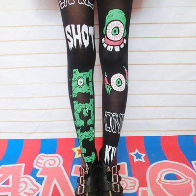 Harajuku wings eyes melting letters leggings - Thumbnail 5