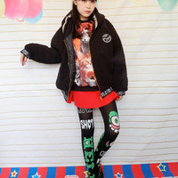 Harajuku wings eyes melting letters leggings - Thumbnail 1
